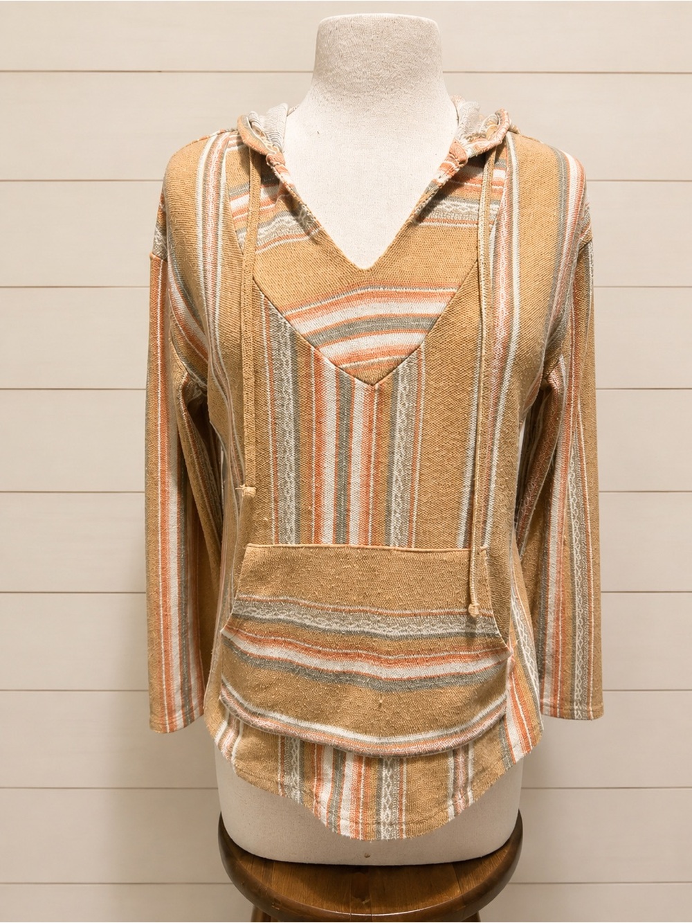 Wallflower Mustard Striped Hooded Pullover